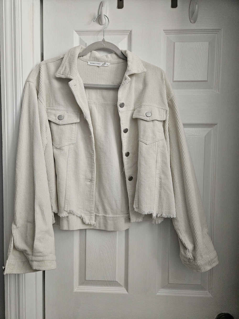 Altar'd State Cropped Corduroy Jacket - Cream